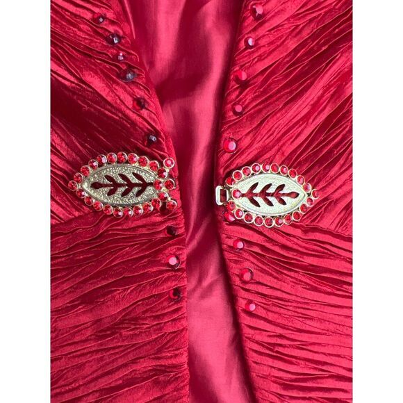 Ben Marc Women Red Textured Embellishment Skirt Suit Size 14 - Picture 11 of 13